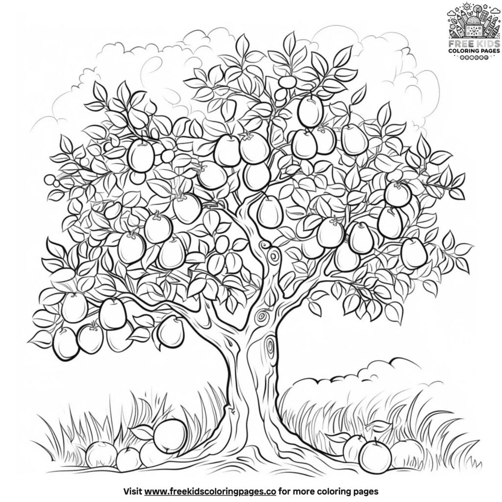 Fruit tree coloring pages