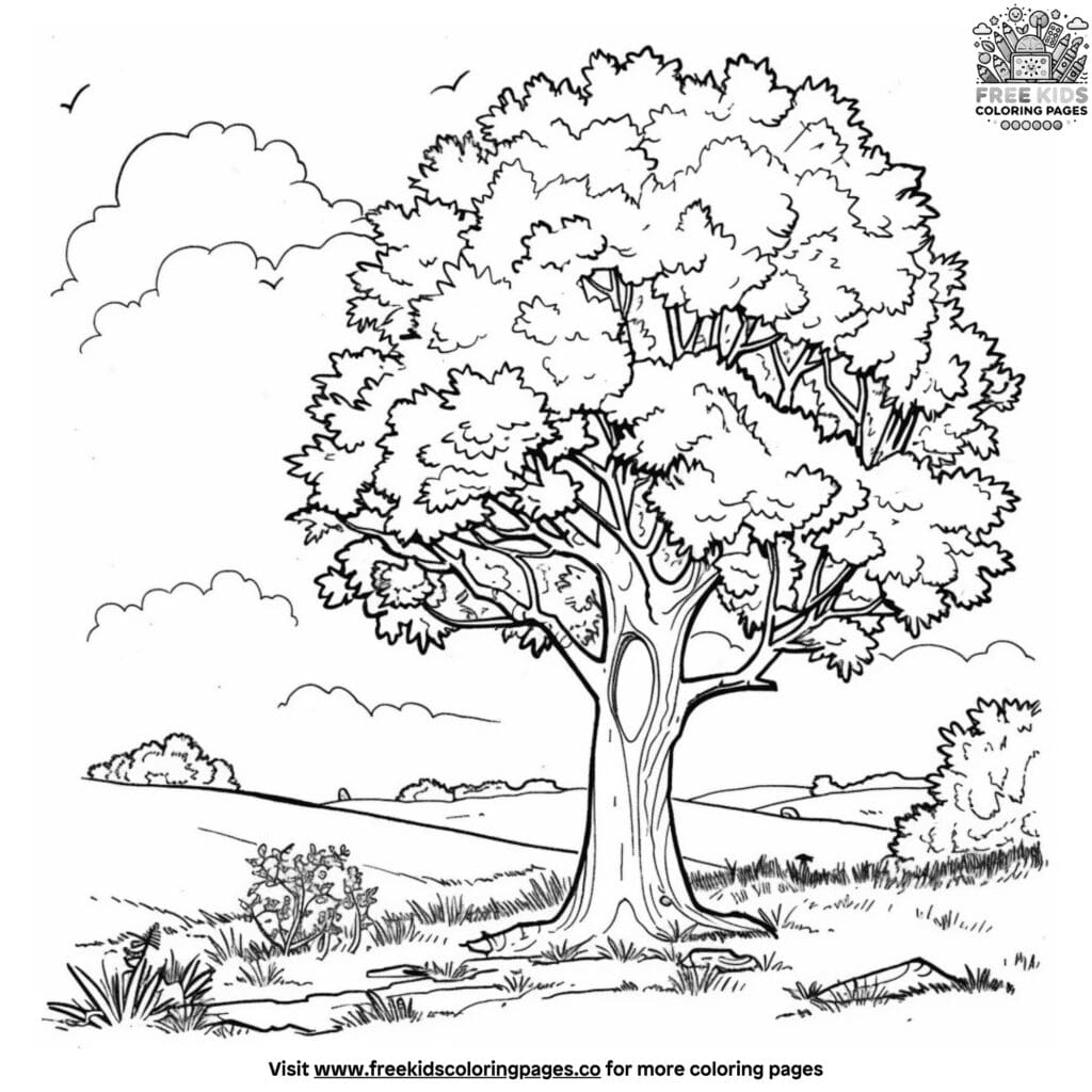 Realistic tree coloring pages