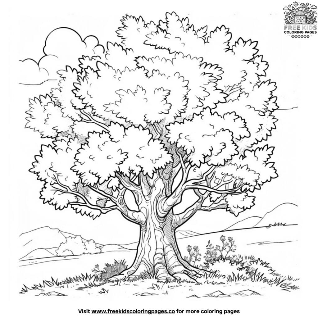 Realistic tree coloring pages