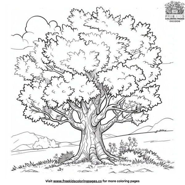 Realistic Tree Coloring Pages