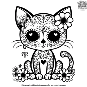 Animal día de los muertos coloring pages