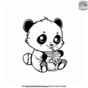 Adorable Baby Panda Boba Tea Coloring Pages