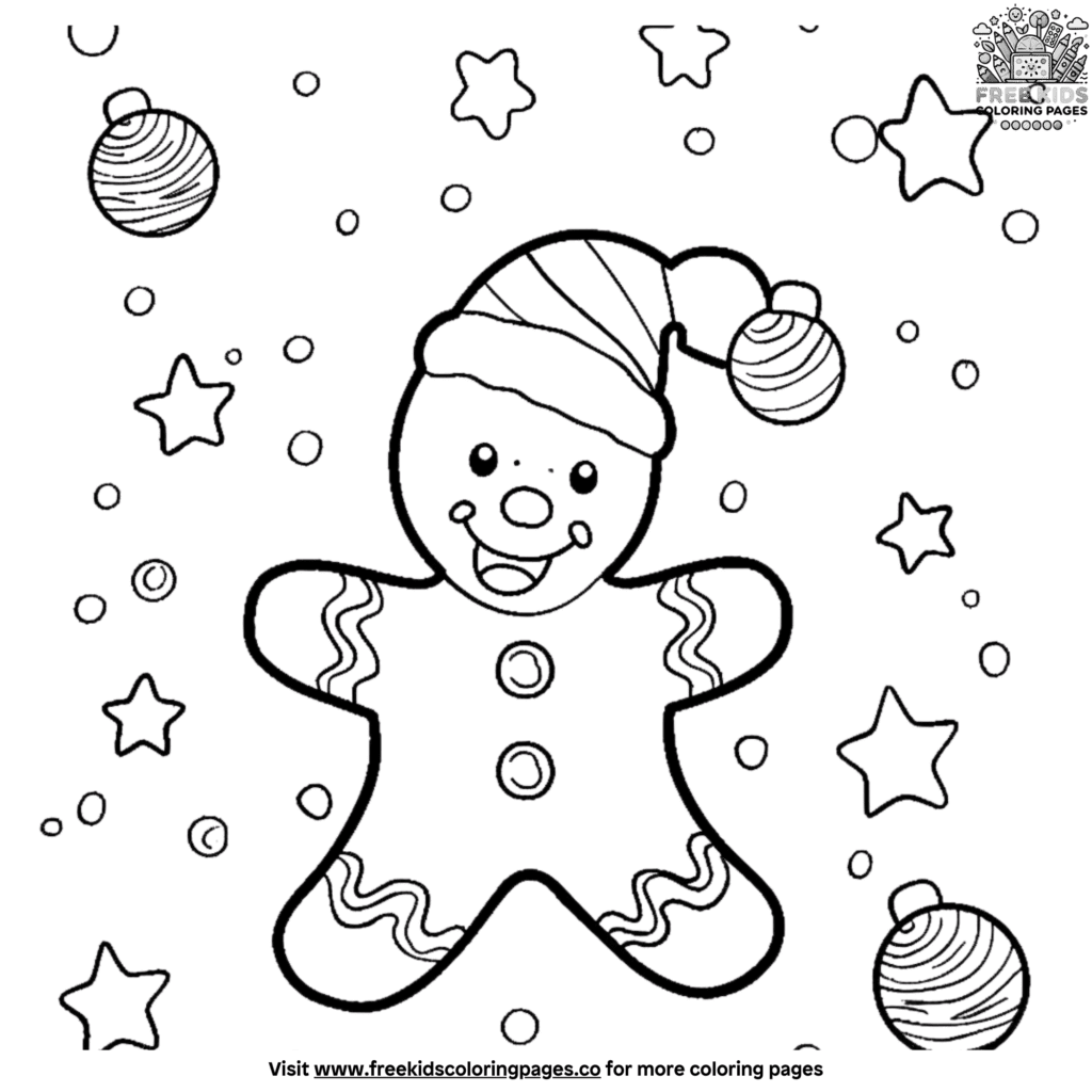 Adorable Cute Gingerbread Man Coloring Page Set