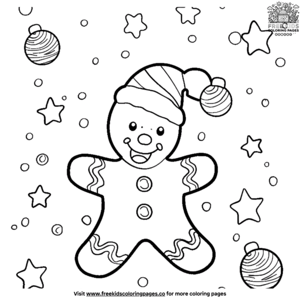 Cute gingerbread man coloring page