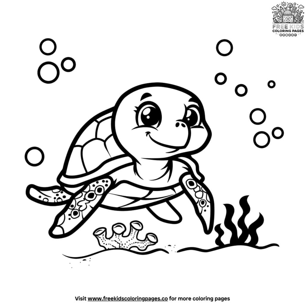 Adorable cute turtle coloring pages for kids