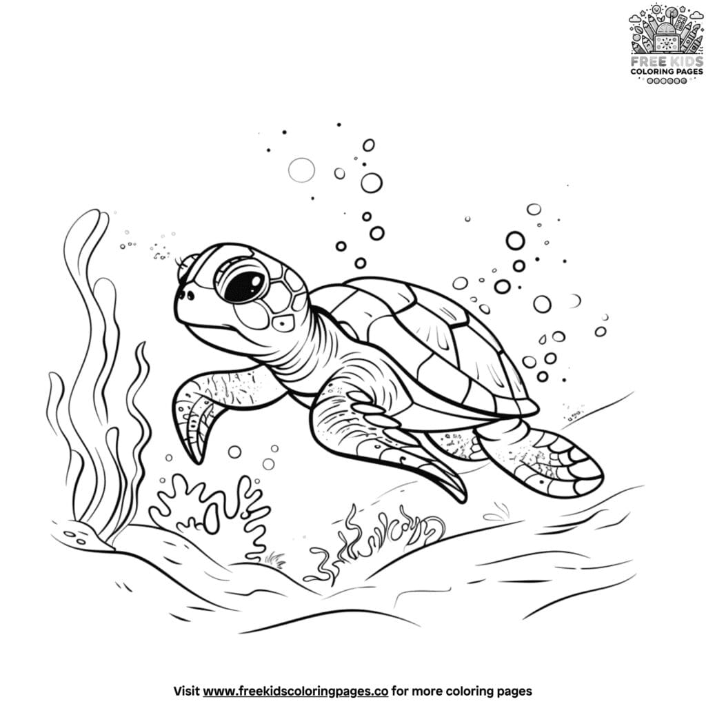 Adorable cute turtle coloring pages for kids