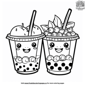 Cute twin boba coloring pages