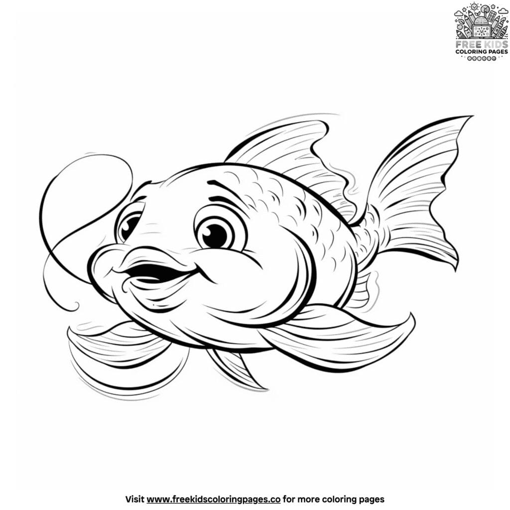 Amusing cartoon fish coloring pages