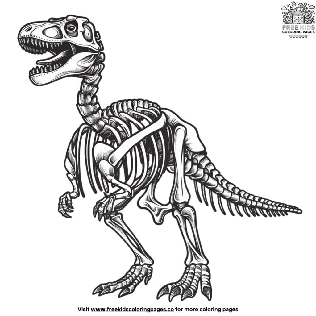 Ancient dinosaur skeleton coloring pages