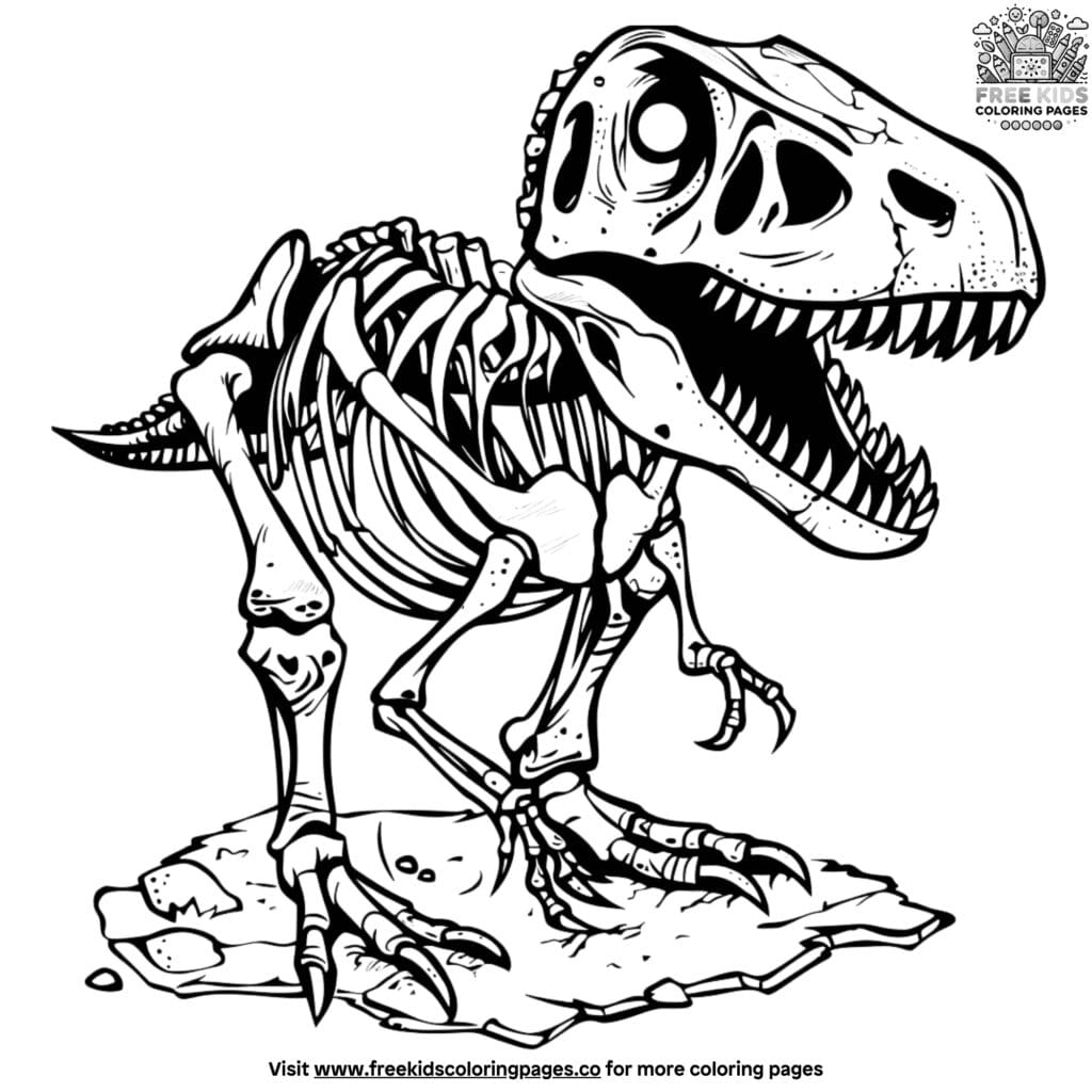 Ancient dinosaur skeleton coloring pages