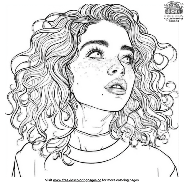 Beautiful curly hair coloring pages