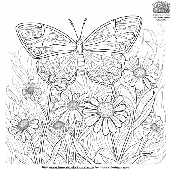 Butterfly garden coloring pages