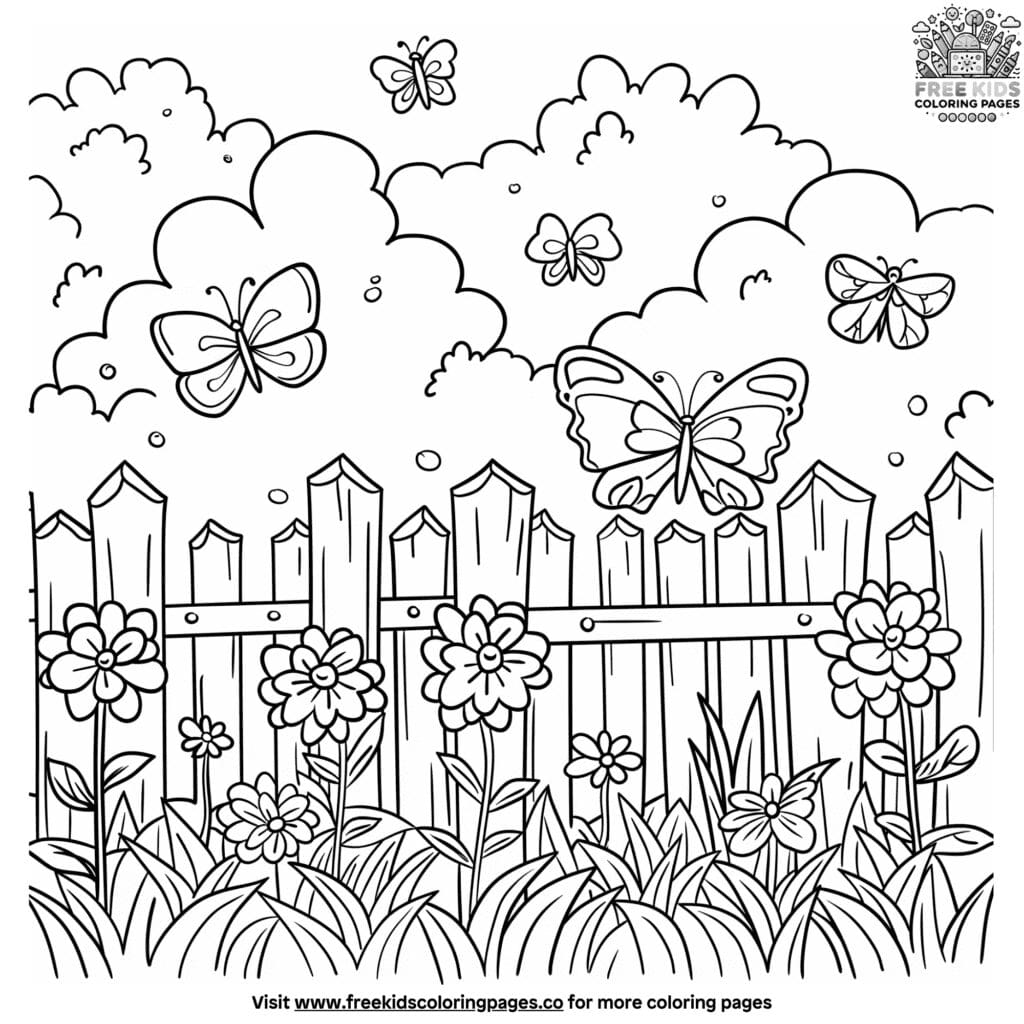 Butterfly garden coloring pages