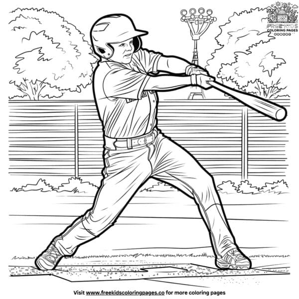 Realistic baseball coloring pages