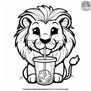 Charming animal boba tea coloring pages