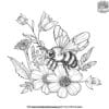 Charming Flower and Bee Coloring Pages