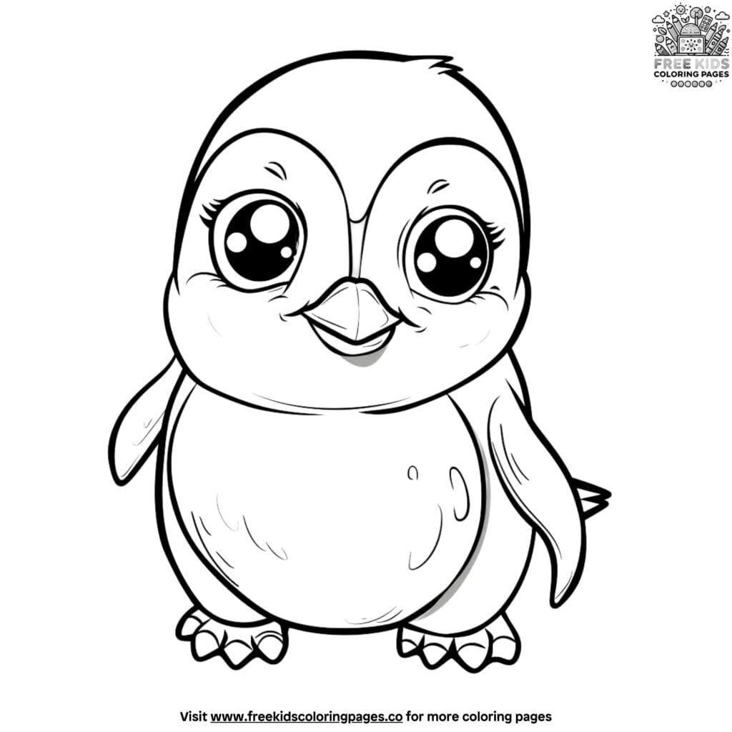 Delightful charming kawaii penguin coloring pages