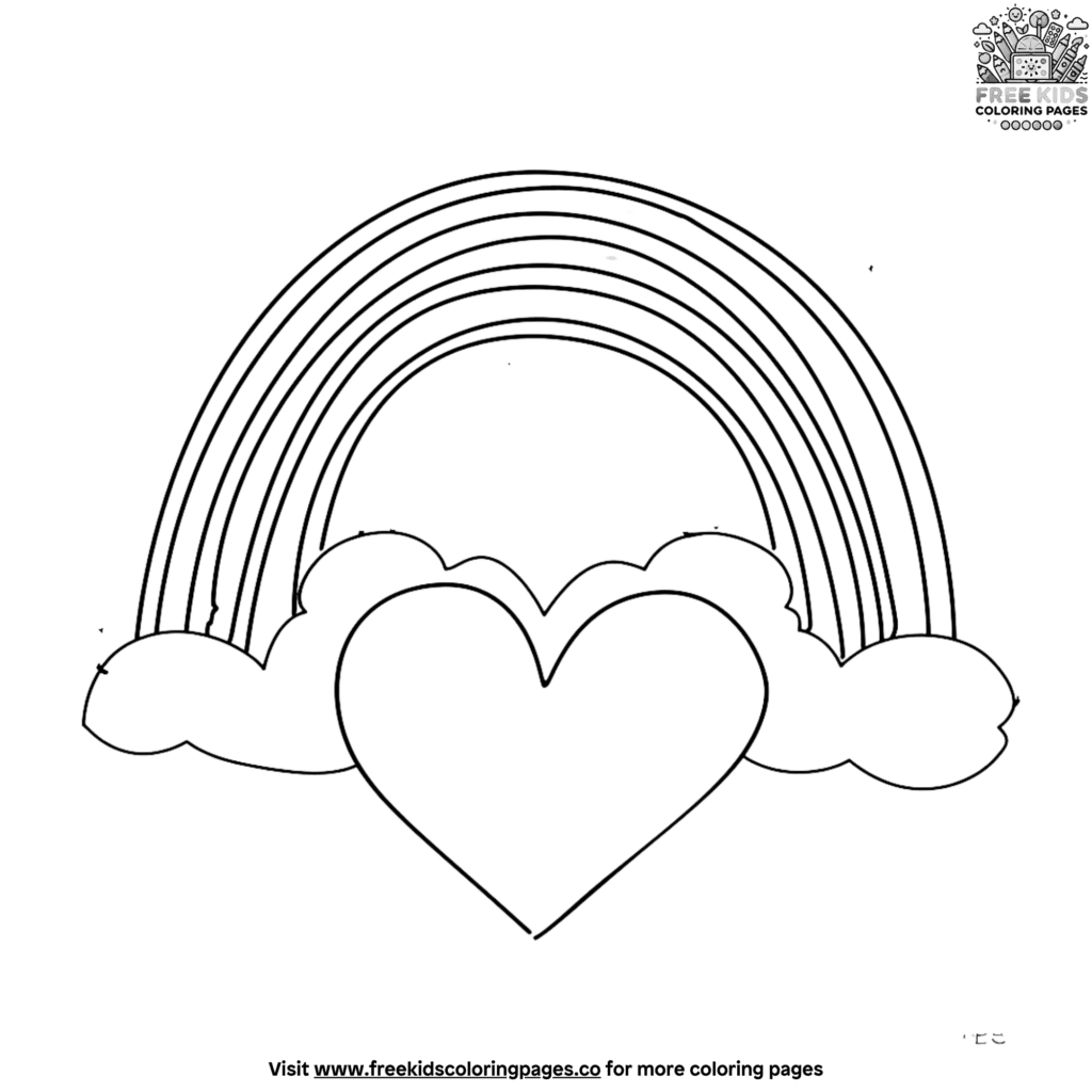 Charming rainbow heart coloring pages