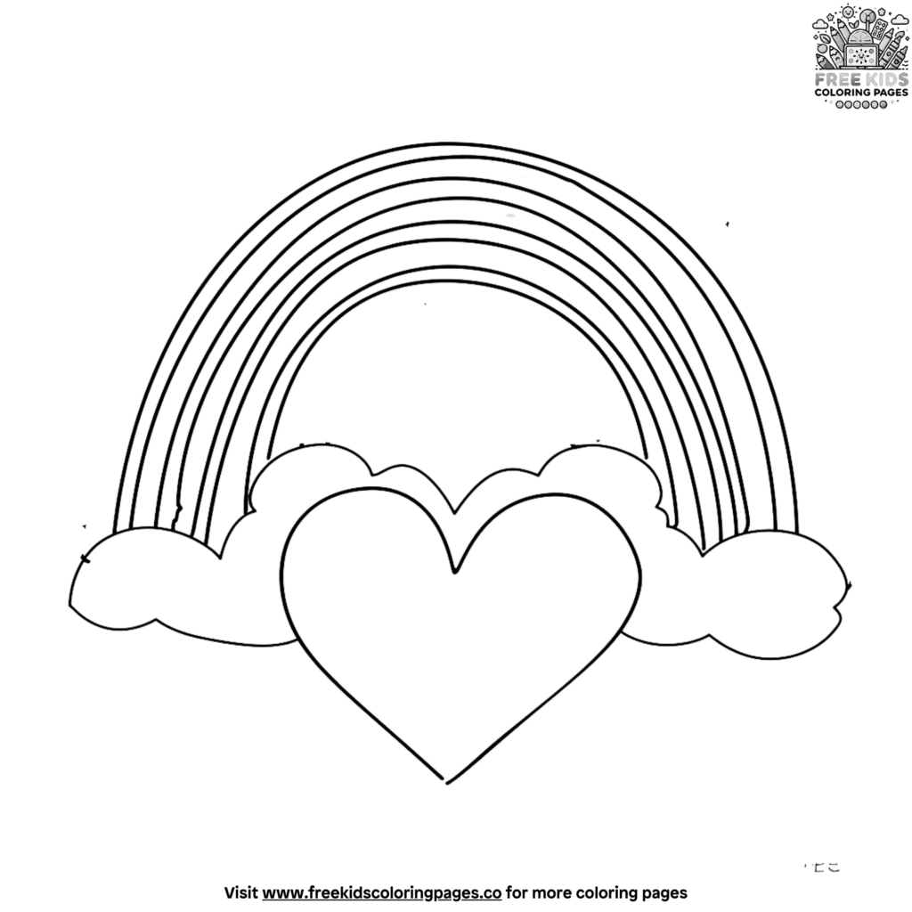 Free Printable Rainbow Heart Coloring Pages