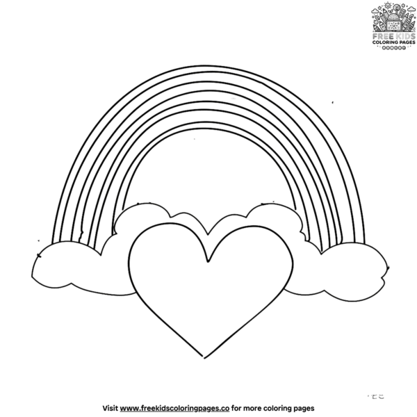 Charming rainbow heart coloring pages