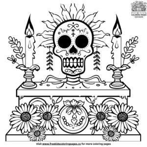 Simple día de los muertos coloring pages