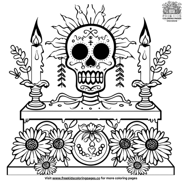 Simple día de los muertos coloring pages