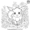 Cheerful Eevee Springtime Coloring Pages