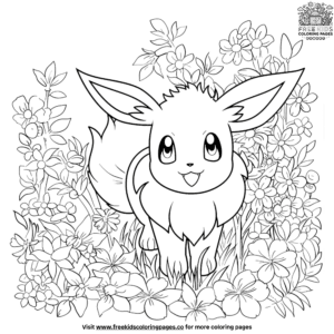 Cheerful Eevee Springtime Coloring Pages