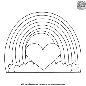 Cheerful rainbow heart coloring pages