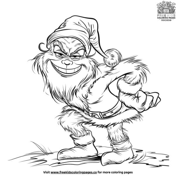 Cheery santa grinch coloring pages