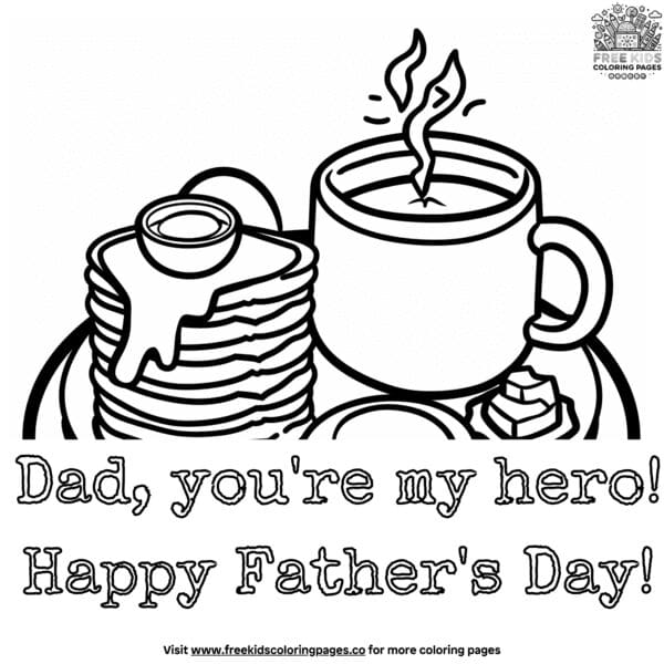 Father's day breakfast coloring page