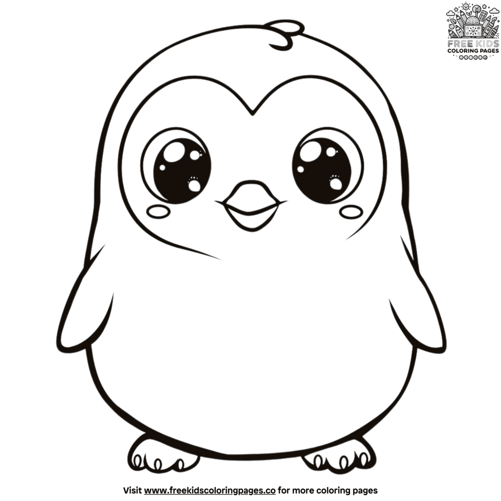 Delightful charming kawaii penguin coloring pages