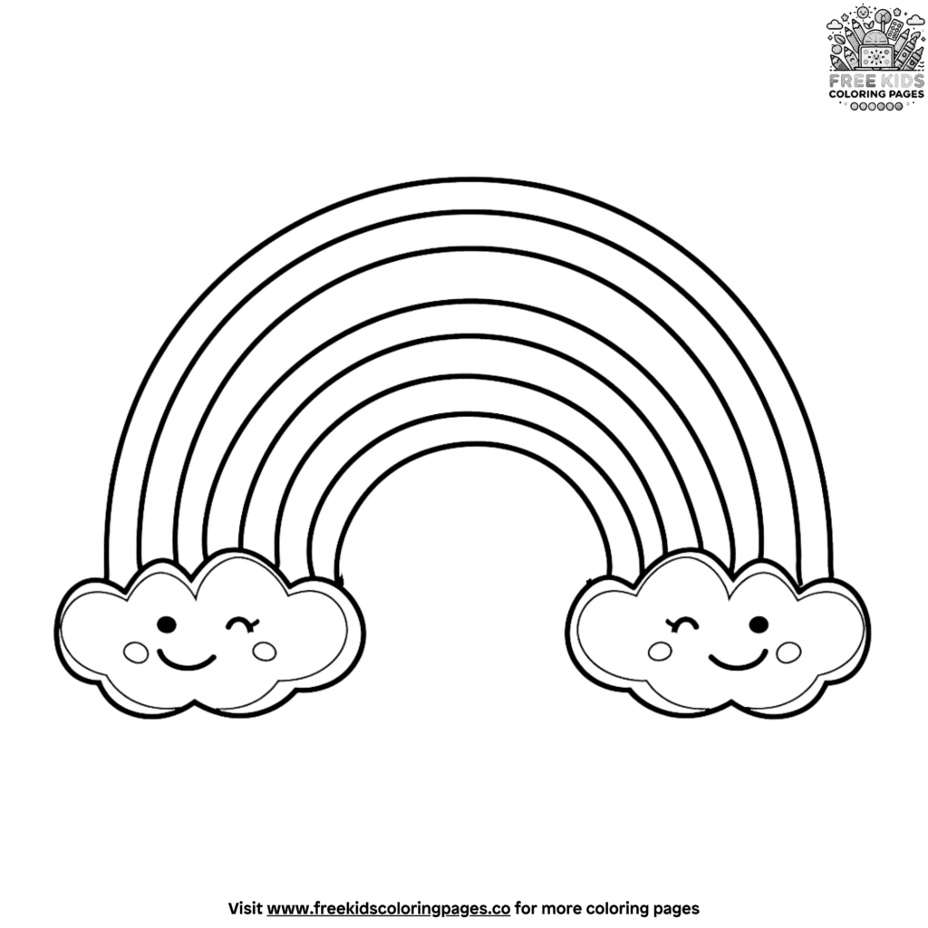 Delightful cute rainbow coloring pages