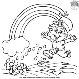 Delightful rainbow and leprechaun coloring pages