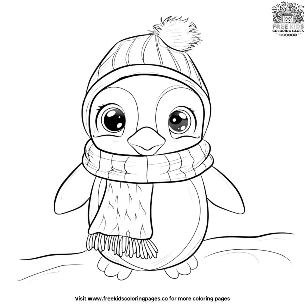 Delightful sweet baby penguin coloring pages