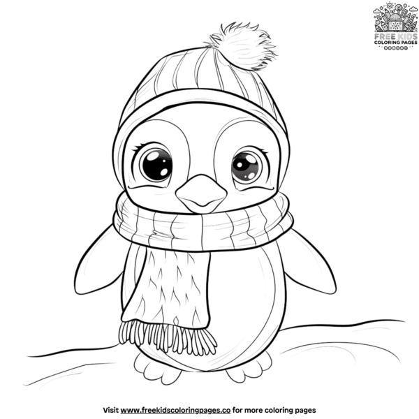 Delightful sweet baby penguin coloring pages