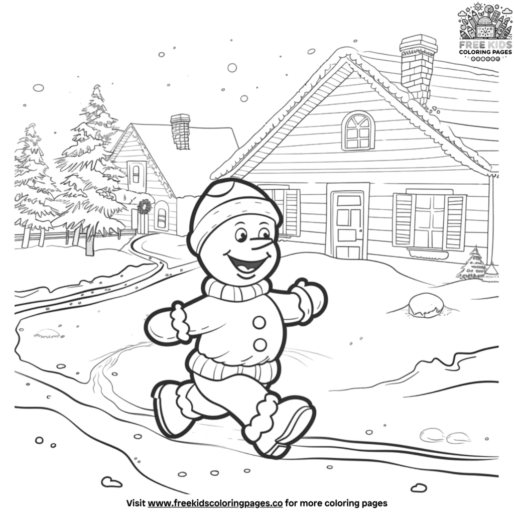 Dynamic gingerbread man running coloring page