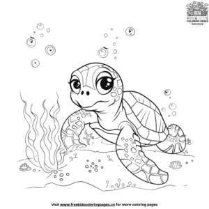 Playful turtle coloring pages