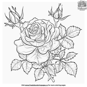 Elegant Rose Coloring Pages For Kids