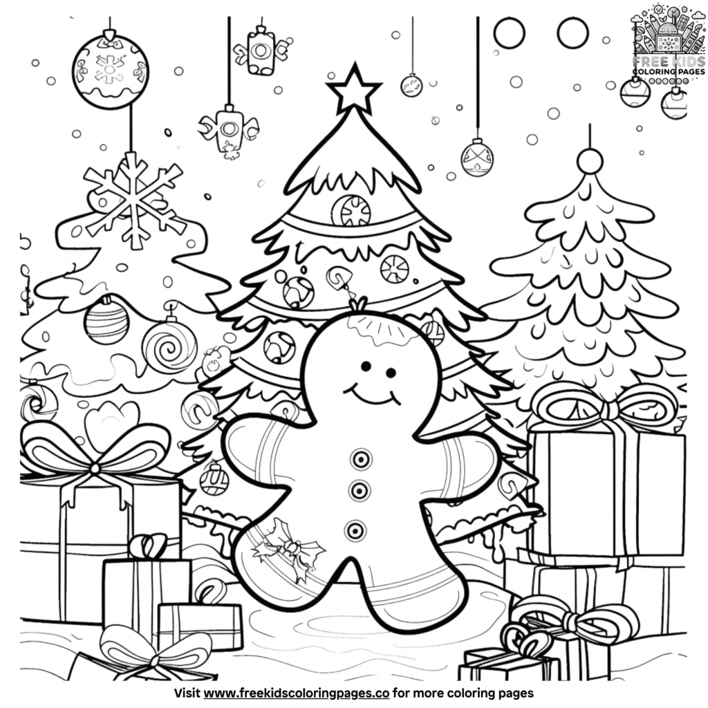 Enchanting christmas gingerbread man coloring page