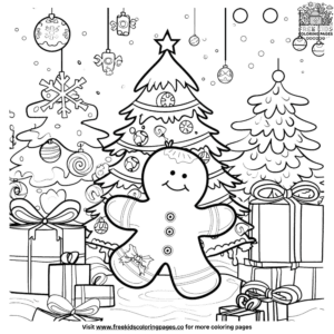 Enchanting christmas gingerbread man coloring page