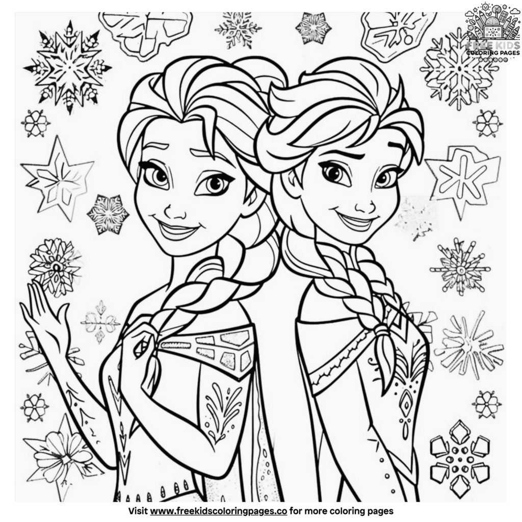 Enchanting Elsa And Anna’s Winter Wonderland Coloring Page Set