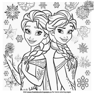 Enchanting Elsa and Anna’s Winter Wonderland Coloring Page Set