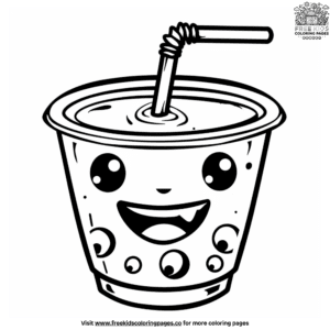 Smiling Boba Tea Coloring Pages For Toddlers