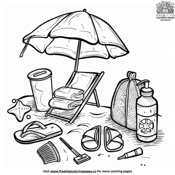 Engaging beach items coloring pages for curious minds