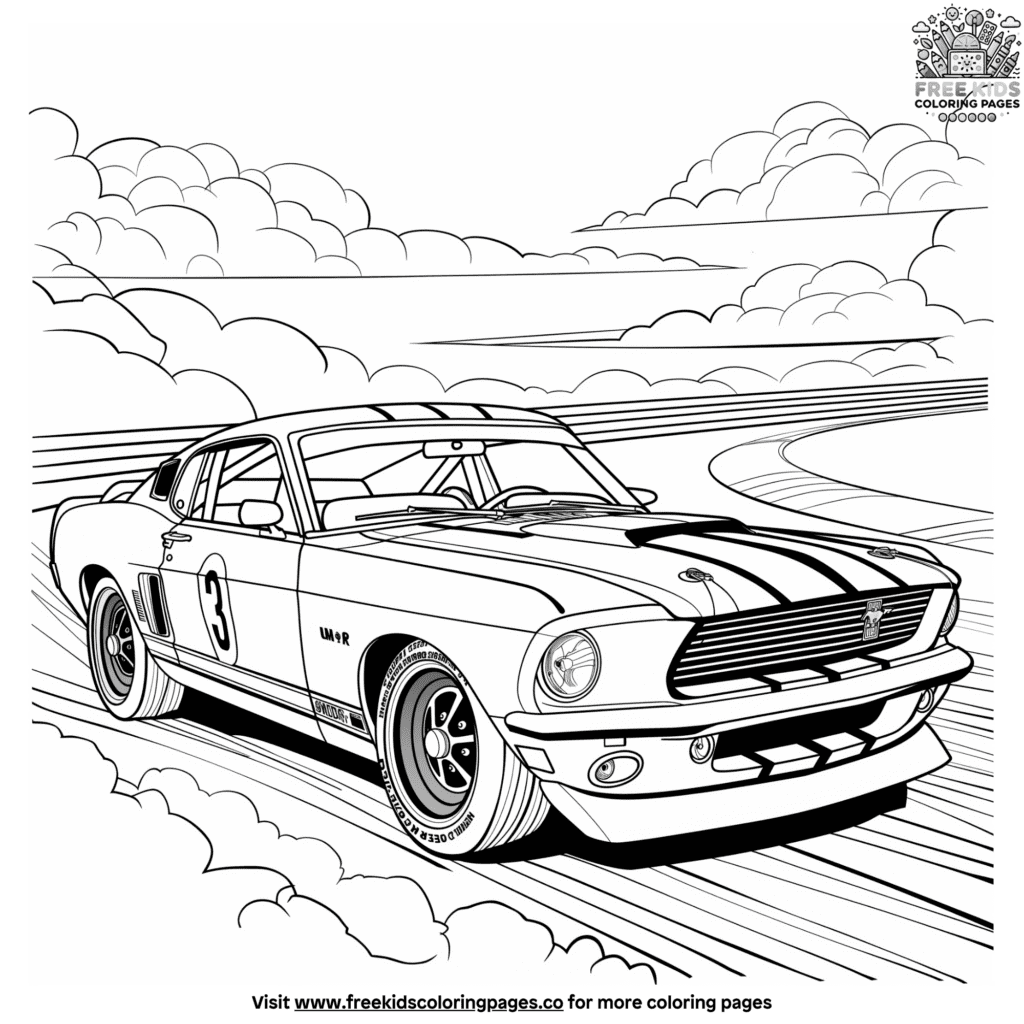 Mustang race car coloring pages