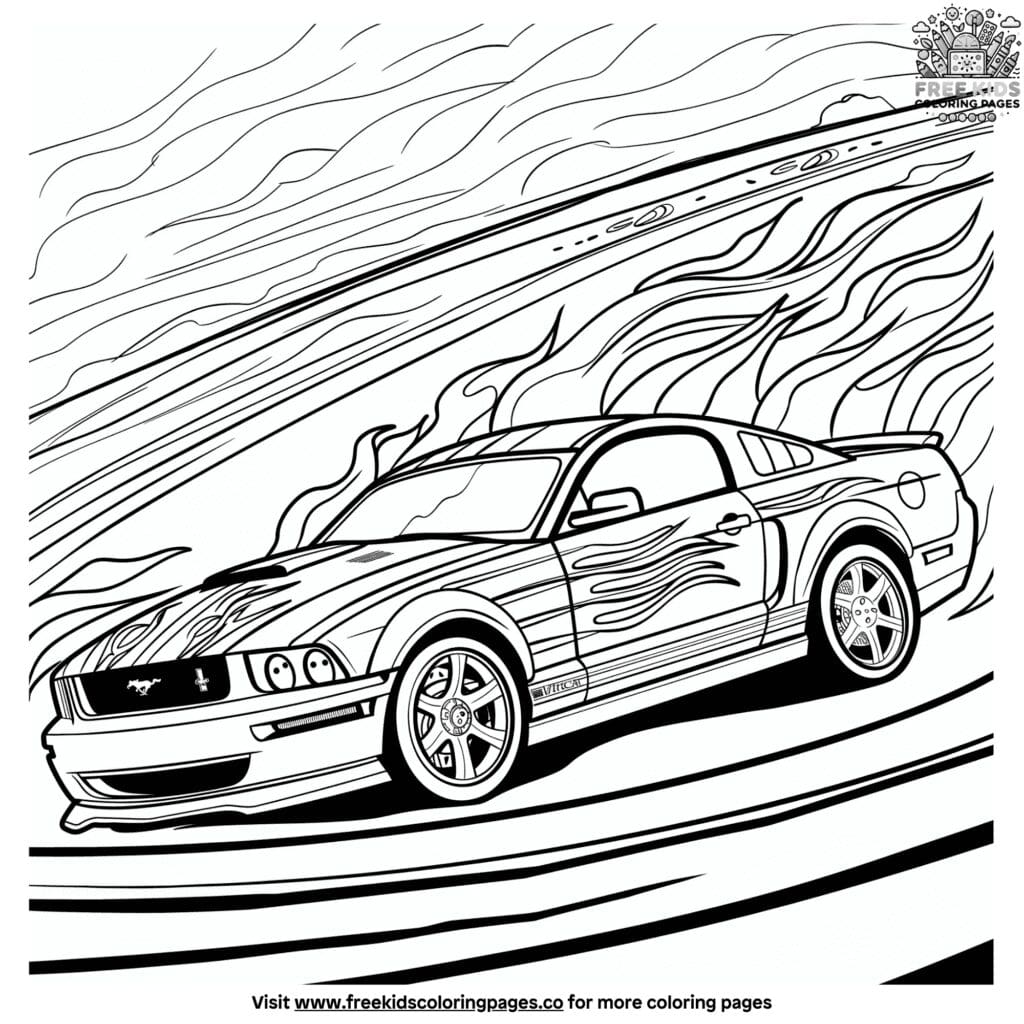 Mustang race car coloring pages