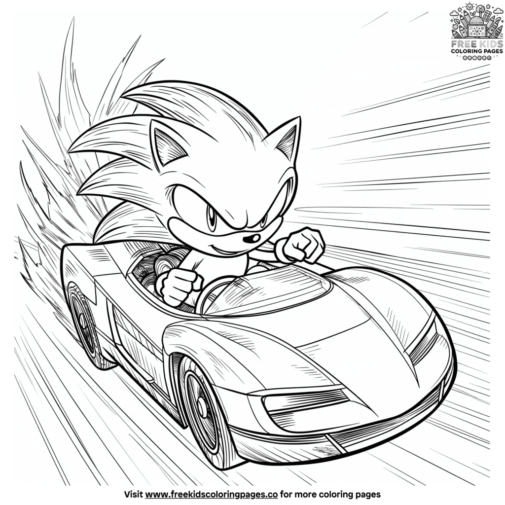 Sonic race car coloring pages