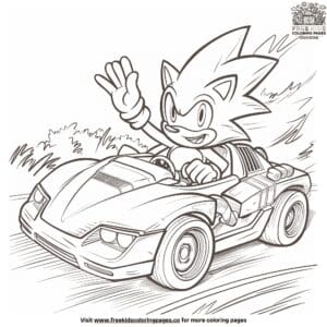 Sonic race car coloring pages