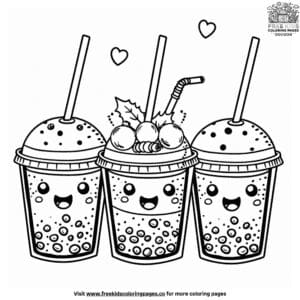 Festive Boba Drink Coloring Pages For Little Artists